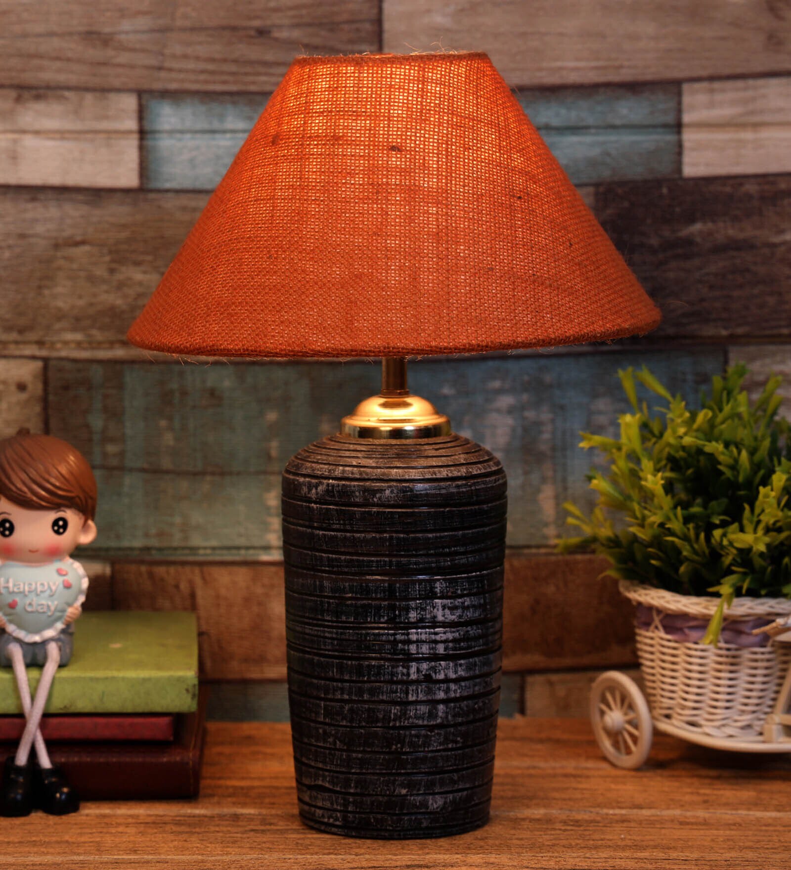Mustard Shade Table Lamp With Terracotta Base