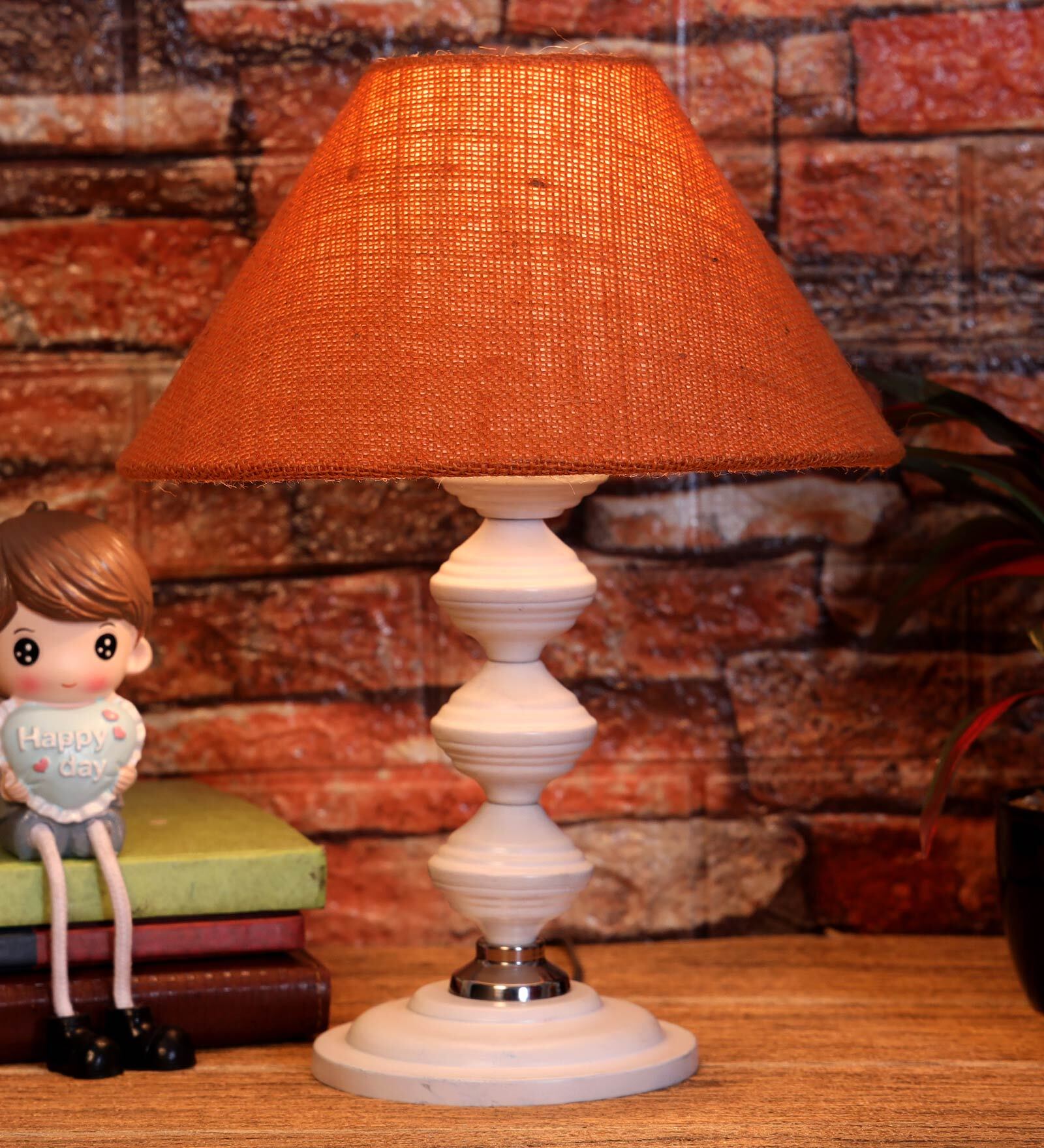 Mustard Shade Table Lamp With Metal Base