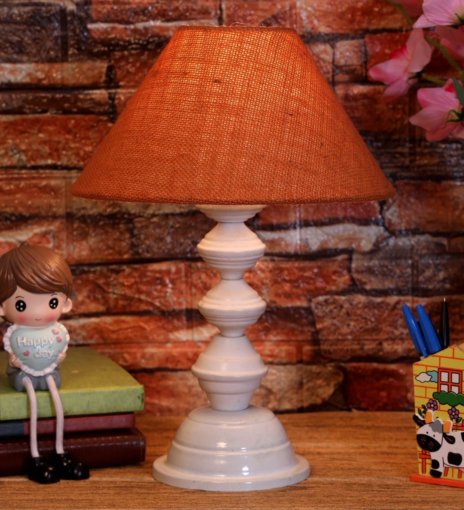 Mustard Shade Table Lamp With Metal Base