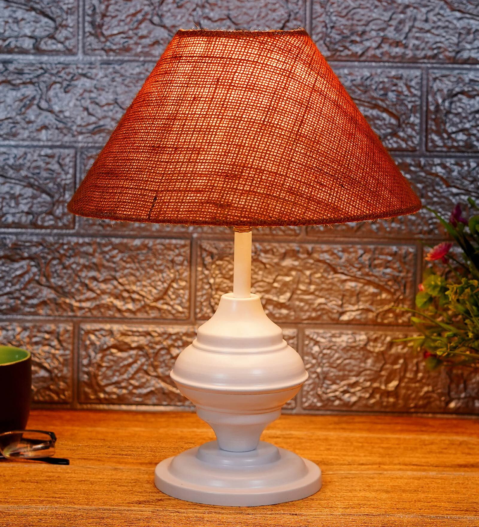 Mustard Shade Table Lamp With Metal Base