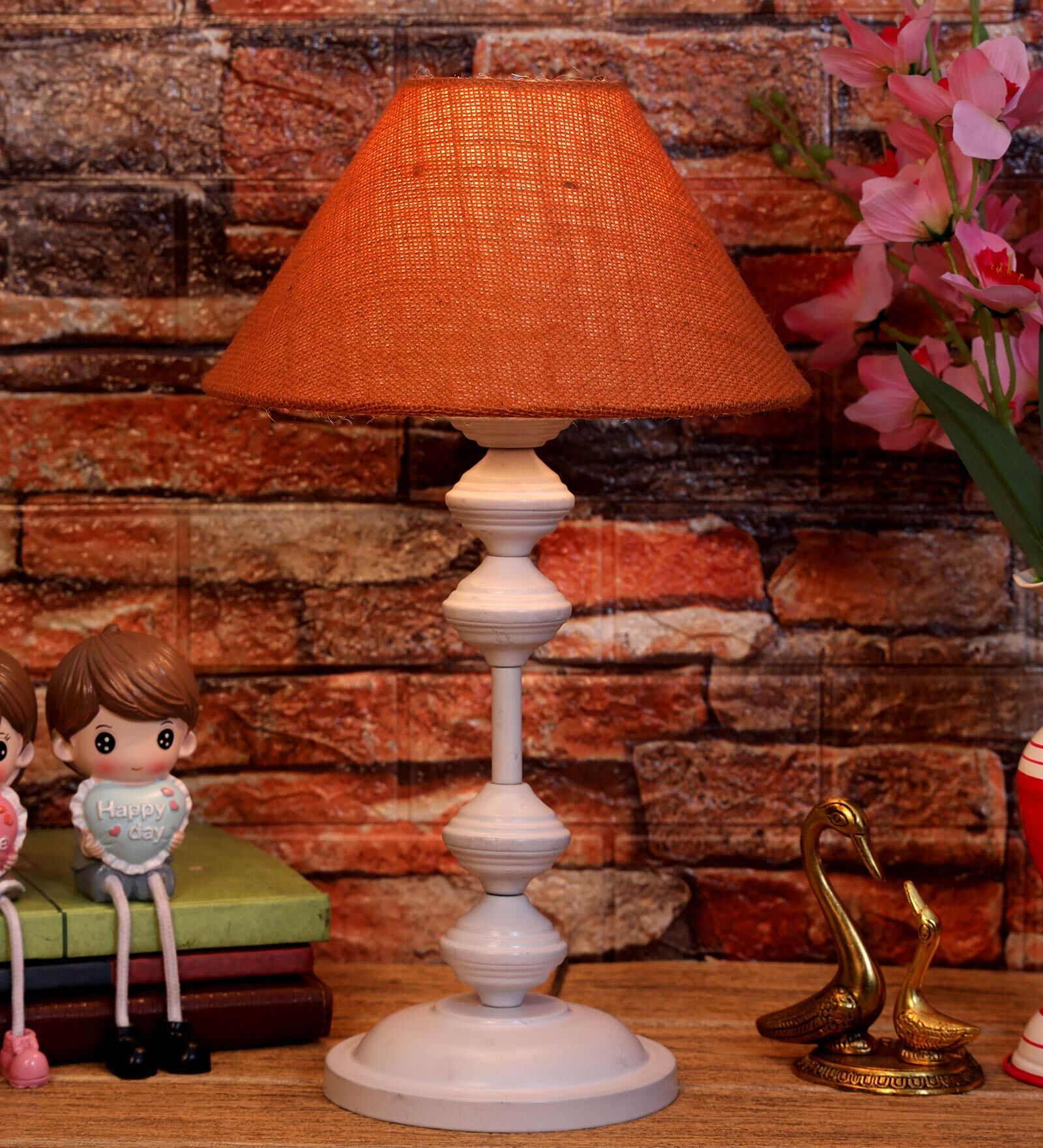 Mustard Shade Table Lamp With Metal Base