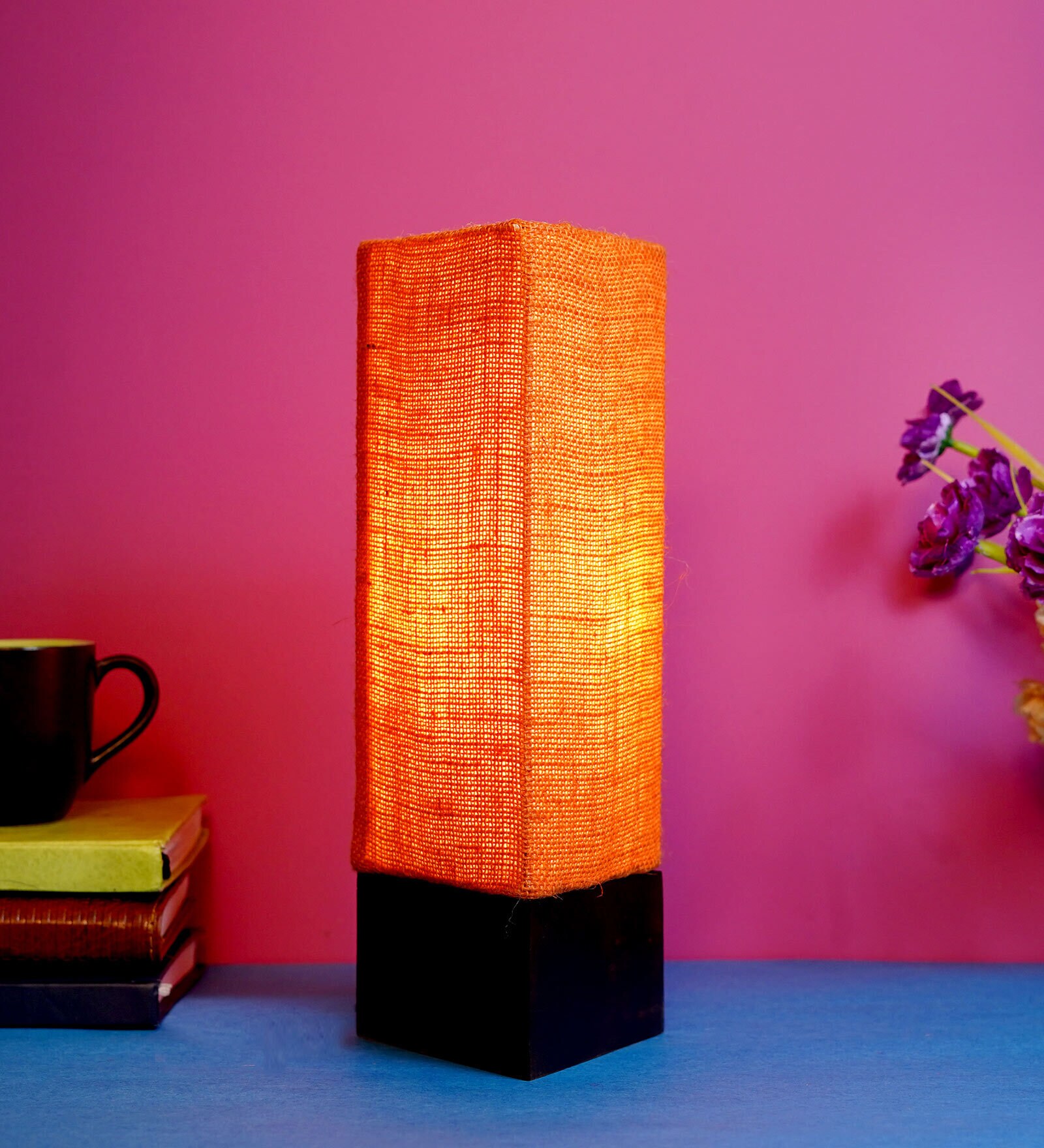 Century Mustard Natural Fiber Shade Table Lamp With Wood Base
