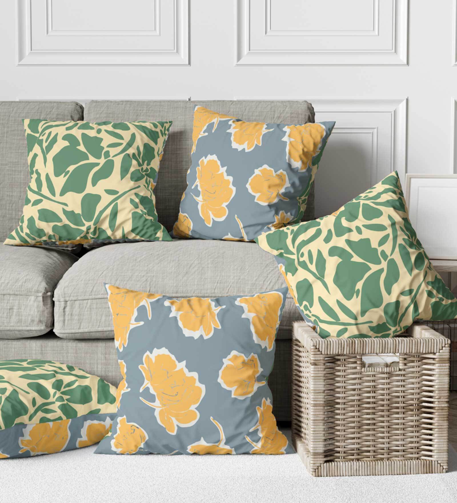 Multicolor Abstract Cotton 18 x 18 Inches Cushion Covers (Set of 5)