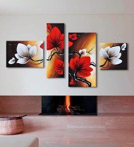 Buy Multicolour Handmade Acrylic Painting Style Flower Painting