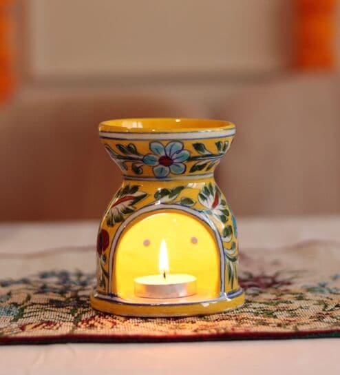 Yellow Floral Oil Burner