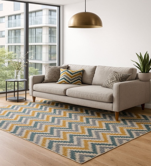 Mutlicolor Abstract Wool Hand Woven Carpet