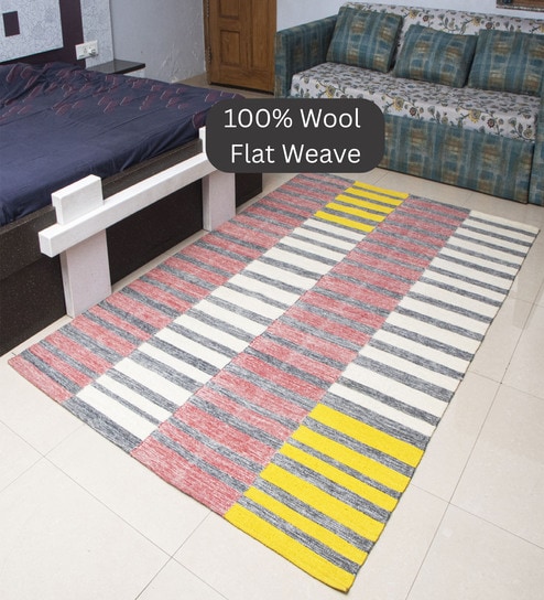 the woven legacy Mutlicolor Geometrical Wool Hand Woven Carpet-picture-30