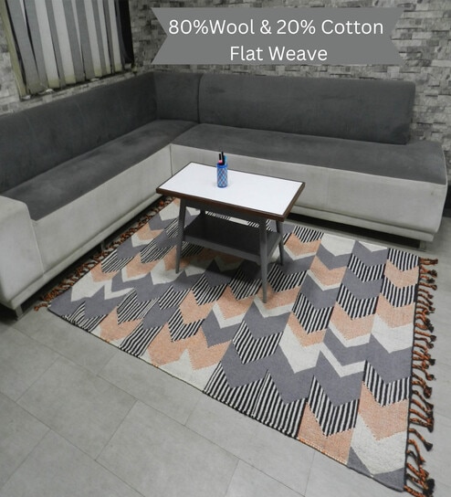 the woven legacy Mutlicolor Geometrical Wool 8X6 Feet Hand Woven Carpet-picture-31