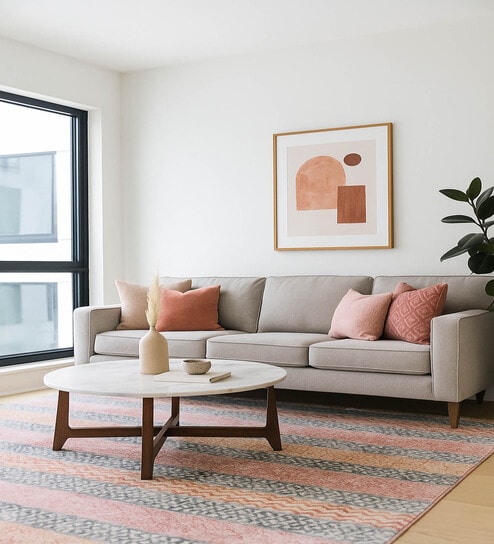 Mutlicolor Stripes Bamboo And Cotton 8X5 Feet Hand Woven Carpet