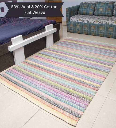 the woven legacy Mutlicolor Stripes Wool 8X5 Feet Hand Woven Carpet-picture-39