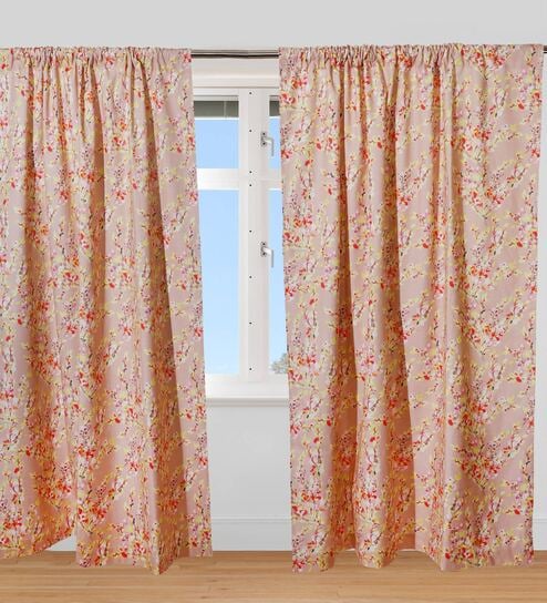 Multicolor Floral Cotton Blend 7 Ft Blackout Rod Pocket Door Curtain