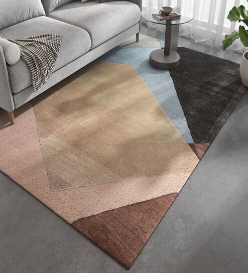 Multi Abstract Wool and Viscose 4 ft X 6 ft Hand Tufted Carpet