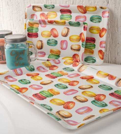 Multicolour Vibrant  Melamine  (Set of 3) Serving Tray Set