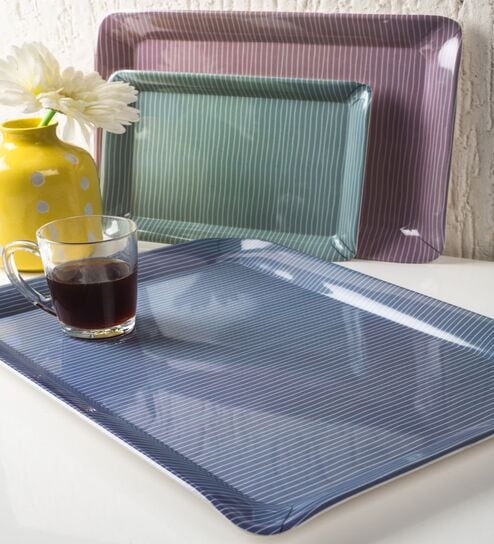 Set of 3 Multicolour Vibrant  Melamine  Serving Tray