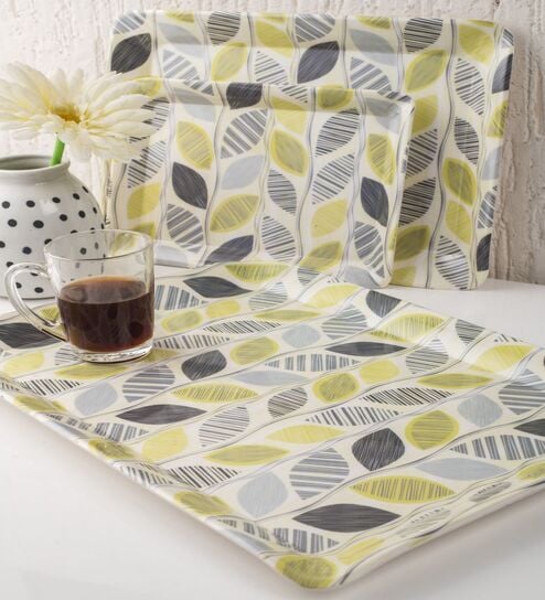Multicolour Vibrant  Melamine  (Set of 3) Serving Tray Set