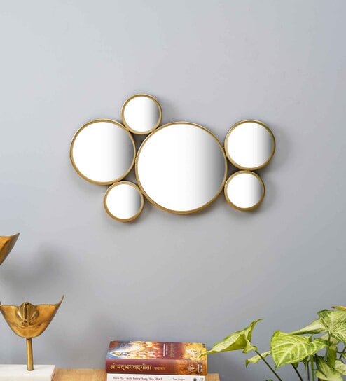 Metal & Glass Gold Multi Circle Mirror