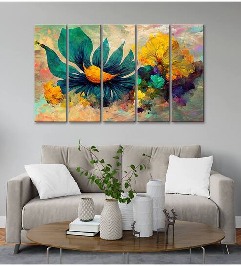 Multi Color Flower With Abstract Effect Art Multi Frame Modern Painting Art Panels
