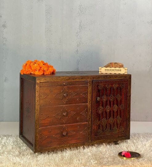 Multi Color MDF & Sheesham Wooden Cabinet