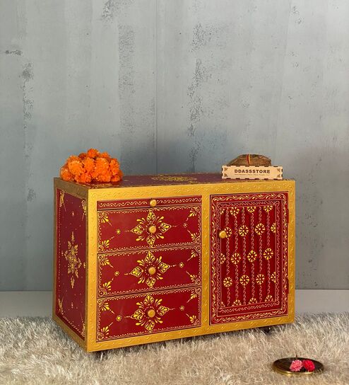 Multi Color MDF & Sheesham Wooden Cabinet