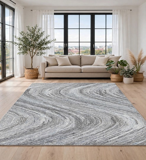 Multi Colour Abstract Wool And Cotton 8 X 5 Feet Hand Tufted Carpet