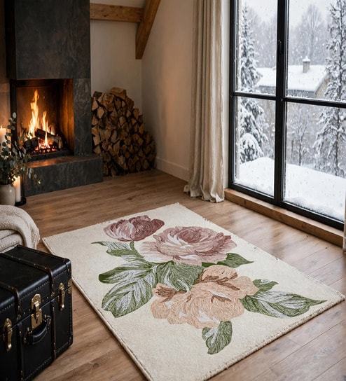 Multi Colour Geometric Wool And Cotton 8 X 5 Feet Hand Tufted Carpet