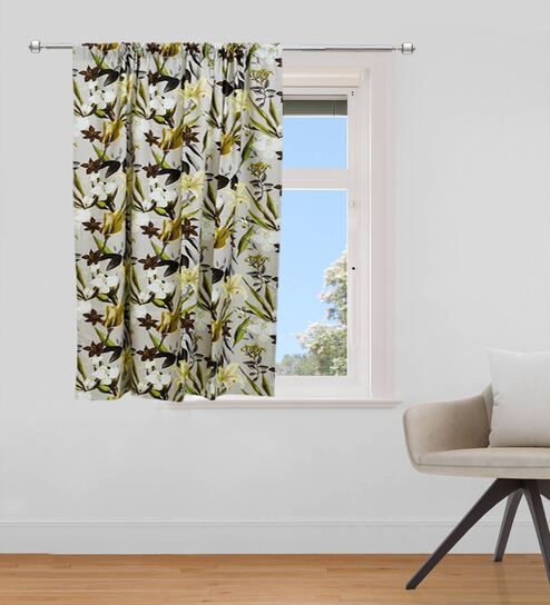 Multicolor Floral Cotton Blend 5 Ft Blackout Rod Pocket Window Curtain by Zeba