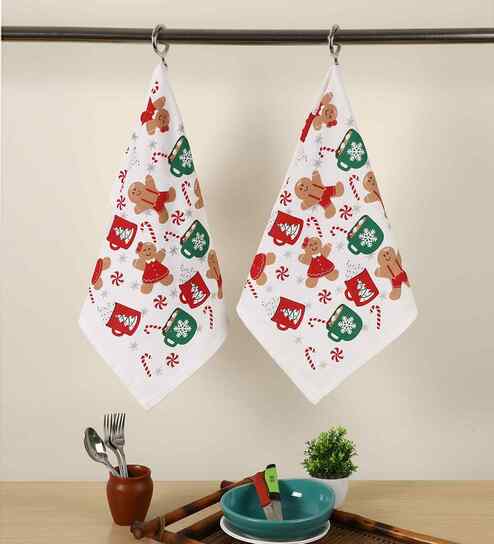 Multicolor Cotton Printed 90 GSM Hand Towels (2 Pc)