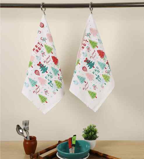 Multicolor Cotton Printed 90 GSM Hand Towels (2 Pc)