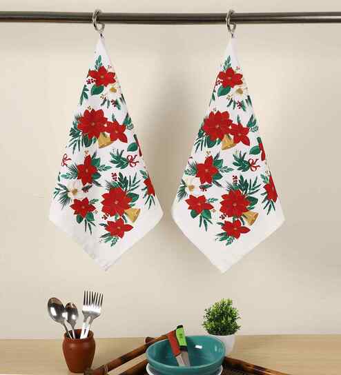 Multicolor Cotton Printed 90 GSM Hand Towels (2 Pc)