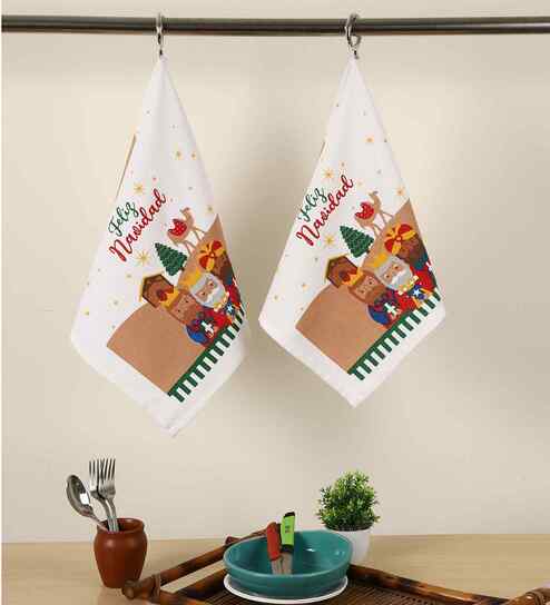 Multicolor Cotton Printed 90 GSM Hand Towels (2 Pc)