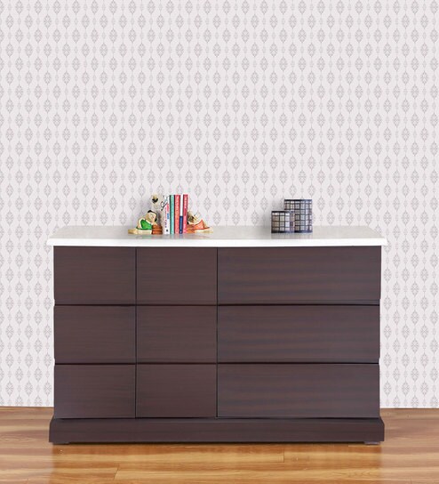 Buy Multi Drawer Storage Cabinet In Dark Brown Colour By Karigar