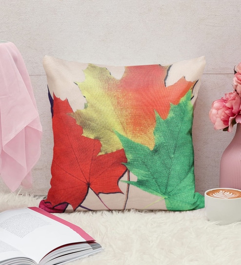 Multi Jute Floral 40x40 inches Cushion Covers Set of 5