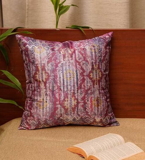 Multicolor Textured Polyester 16 x 16 Inches Cushion Cover by Zeba