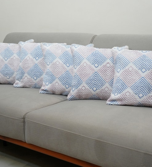 Multi Polyester Geometric 18x18 inches Cushion Covers Set of 5