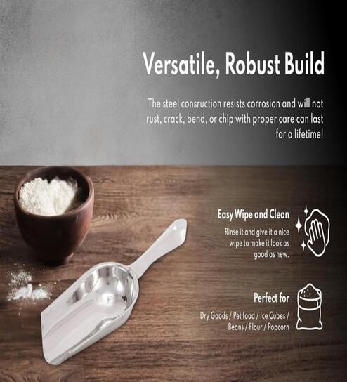 Multi-Purpose Food & Ice Stainless Steel Scoop (Silver)