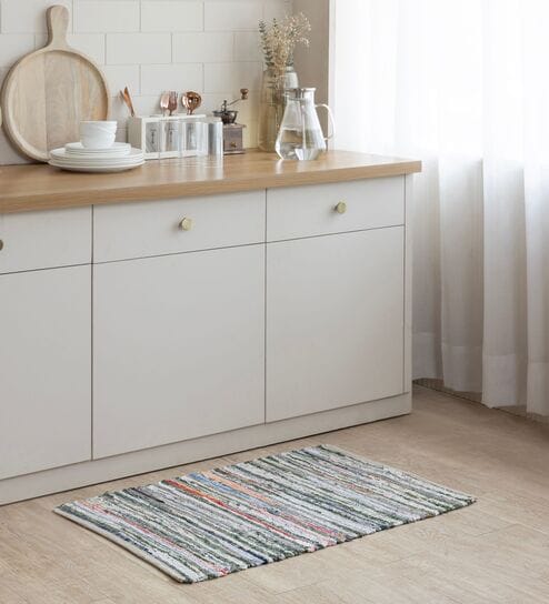 Multi Striped Hand Woven 3 Ft X 2 Ft Dhurrie