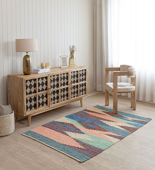 Multi Traditional Hand Woven 6 Ft X 4 Ft  Dhurrie
