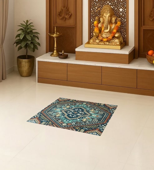 Multi Traditional Polyester 24x24 Inches Skid-Resistant Backing Prayer Mats (Pack of 1)