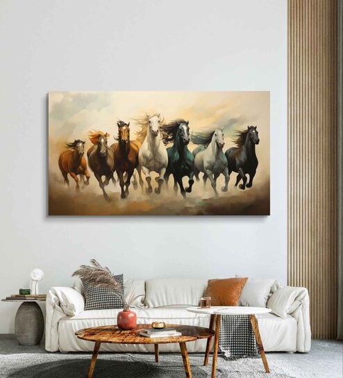 Multicolor  7 Running Horses Gallery  Landscape Painting