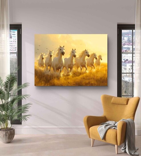 Multicolor  7 Running Horses Gallery  Portrait Painting