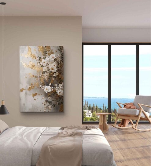 Multicolor  Golden & White Florals Gallery  Portrait Painting