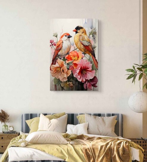 Multicolor  Love Birds Gallery  Portrait Painting