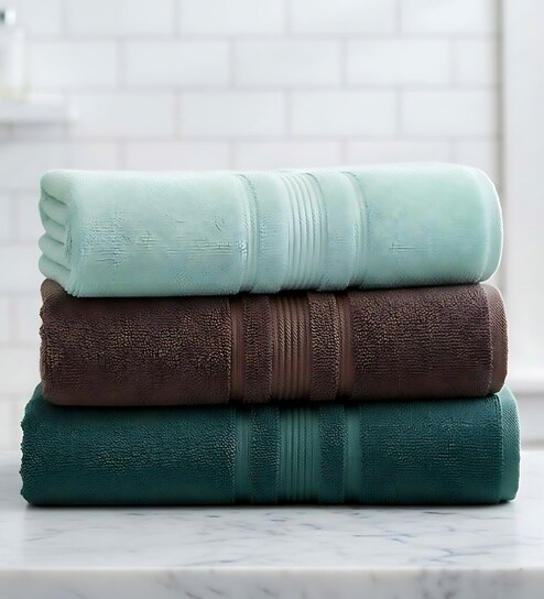 Multicolor Soft Cotton 500 GSM Solid Bath Towel Pack Of 3