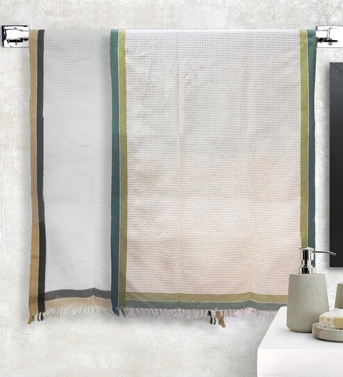 Multicolor 100% Cotton Solid 220 GSM Towels (Set of 2)