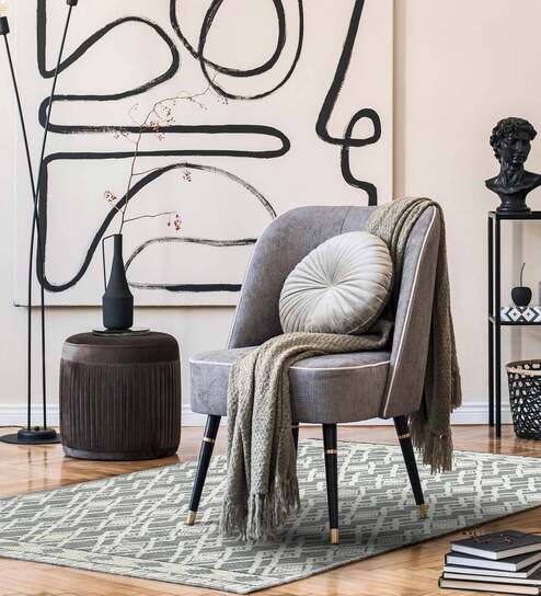 Multicolor Geometric 100% Polyester 4 ft x 6 ft Hand Woven Carpet