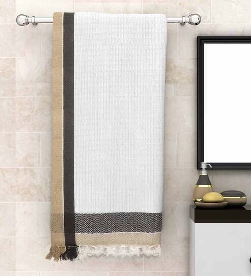 White Waffle Border 210 GSM 100% Cotton Bath Towel
