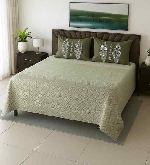 Multicolor Abstract 400 TC Cotton SuperKing Sized Double Bedsheet with 2 Pillow Covers Luxury Series Collection