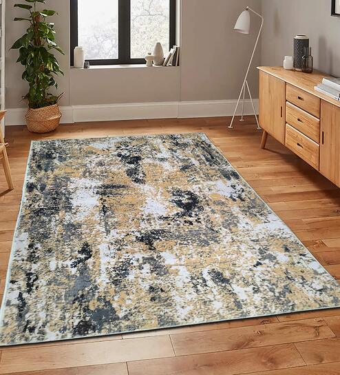 Multicolor Abstract 5 ft x 7 ft Machine Made Carpet