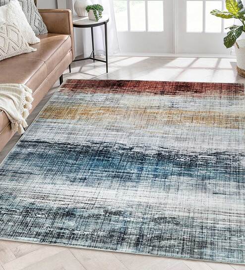 multicolor Abstract 5 ft x 7 ft Machine Made Carpet