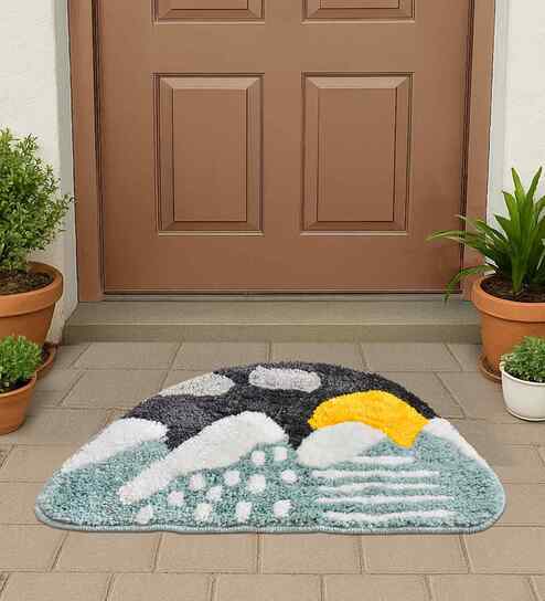 Multicolor Abstract Cotton Blend 24x16 Inches Anti Skid Door Mat